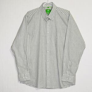 Forsyth Of Canada Button Up Shirt Mens Large White Gray Check Wrinkle Resistant